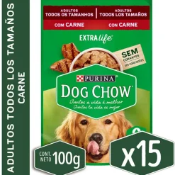 Alimento húmedo para perro DOG CHOW® Adultos con Carne sobre 100g Pack 15 Unidades