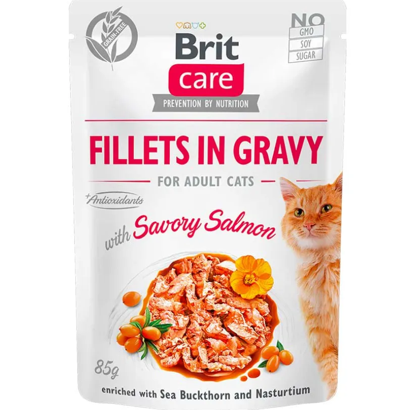 Brit Care Cat Fillets in Gravy Pouch Salmon 85gr Pack 6 Unidades