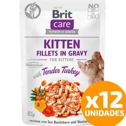 Brit Care Cat Pouch Kitten Sabor Pavo 85gr Pack 12 Unidades