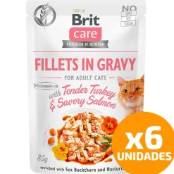 Brit Care Cat Pouch Sabor Pavo y Salmón 85gr Pack 6 Unidades