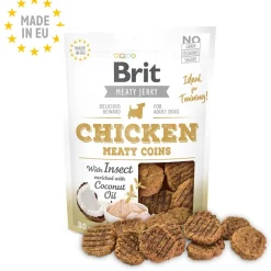 Brit Meaty Jerky Chicken Coins Snack Para Perros Sabor Pollo e Insectos 80gr