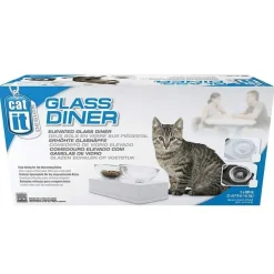 Cat It Plato de vidrio Base Blanca para gatos