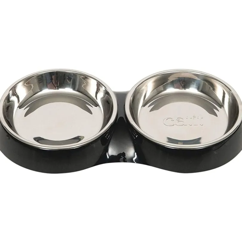 Cat it Plato Doble Acero Inoxidable con Borde Bajo Color Negro