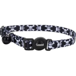 Coastal Fashion Collar Black Skulls Cat