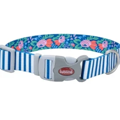 Coastal Sublime Collar Teal Stripe L Para perros