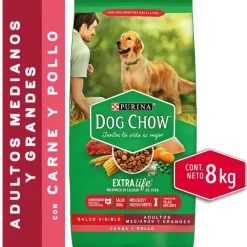 DOG CHOW Perros Adultos Medianos y Grandes Carne y Pollo 8kg