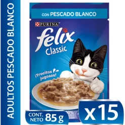 Felix Adultos Pescado Blanco 85gr Pack 15 Unidades