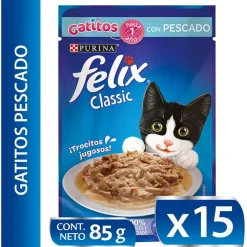 Felix Gatitos Pescado en Salsa 85gr Pack 15 Unidades