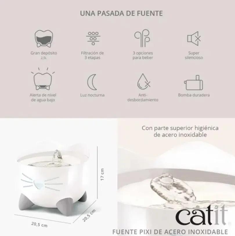 Fuente Cat it PIXI Acero Inoxidable 2.5 litros