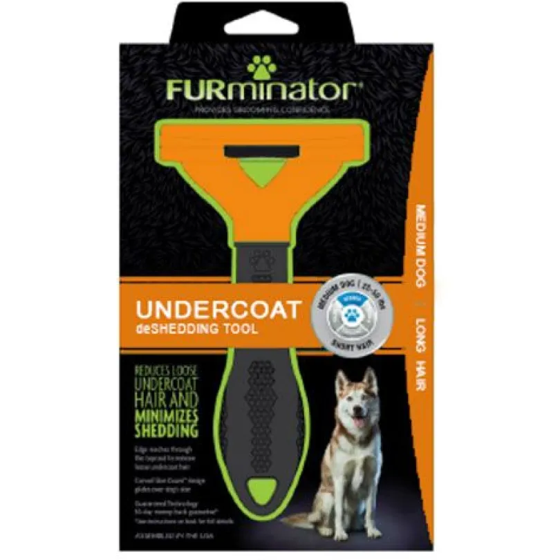 FURminator LONG HAIR deShedding Tools FOR DOG Medium