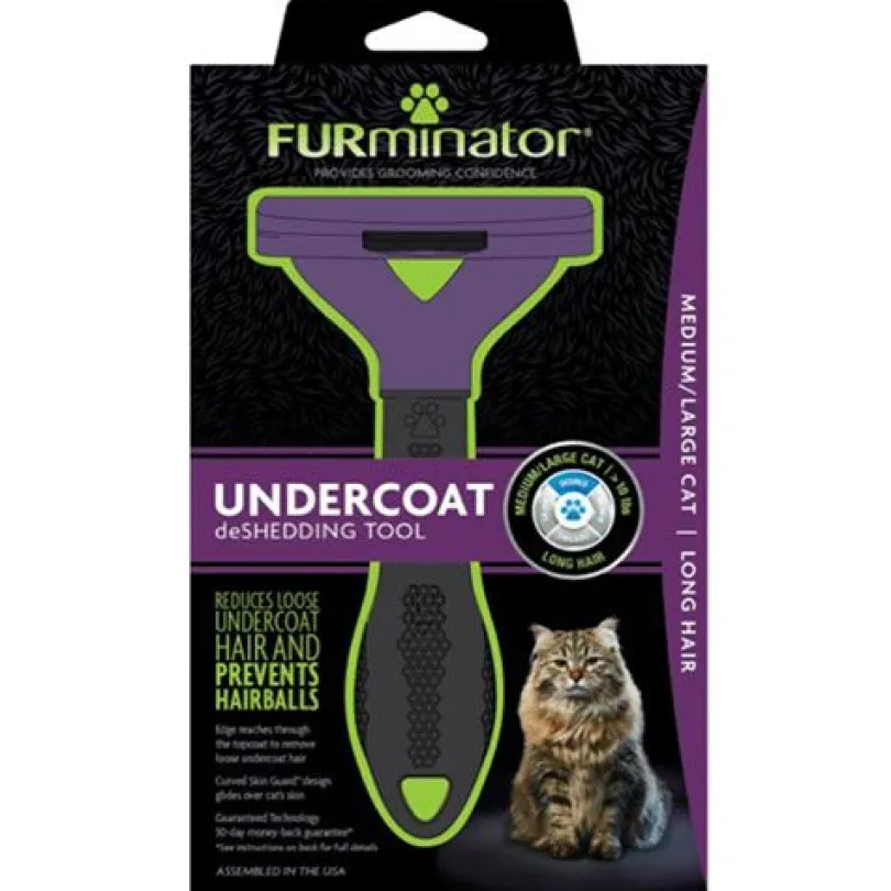 FURminator LONG HAIR deShedding Tools FOR CAT, Medium / Large