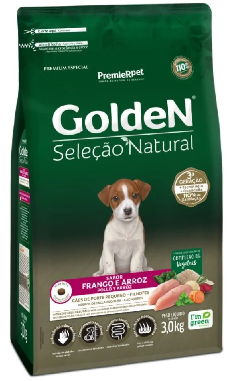 GoldeN Selección Natural Perros Cachorros Raza Pequeña/mini Pollo y Arroz 3kg