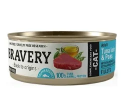 Lata Bravery Alimento Húmedo Natural para Gato Adulto Esterilizado Receta Atún y Avejas 70 g