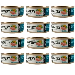 Lata Bravery Alimento Húmedo Para Gato Adulto Pechuga de pollo y Arvejas 70gr x12 Un