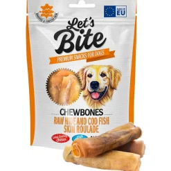 Let’s Bite Snack Chewbones Raw Hide And Cod Fish Skin Roulade 150 gr