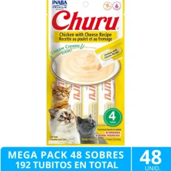 Mega Pack 48 Sobres Inaba Ciao Churu Pollo y Queso (192 Tubitos)