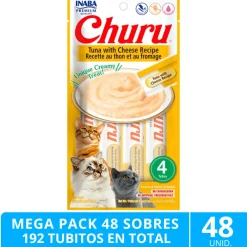 Mega Pack 48 Sobres Inaba Ciao Churu Atún con Queso (192 Tubitos)