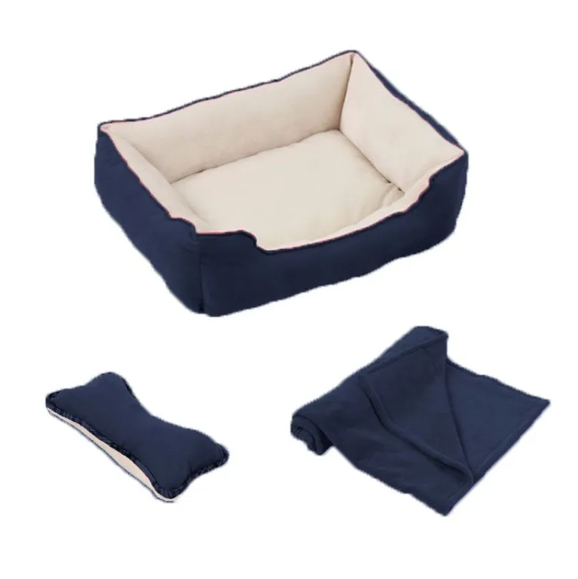 Pawise Cama + Manta + Cojín Azul