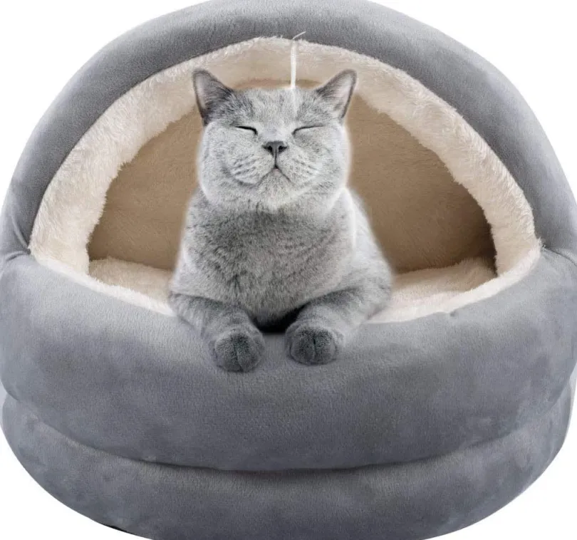 Pawise Cama Iglú Color Gris para Gatos