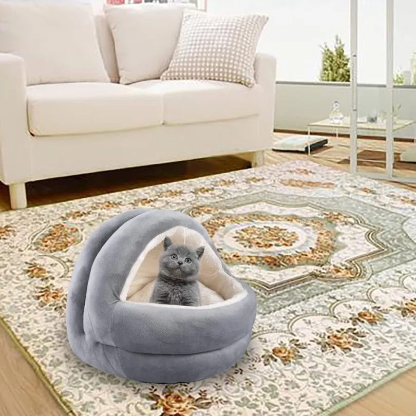 Pawise Cama Iglú Color Gris para Gatos