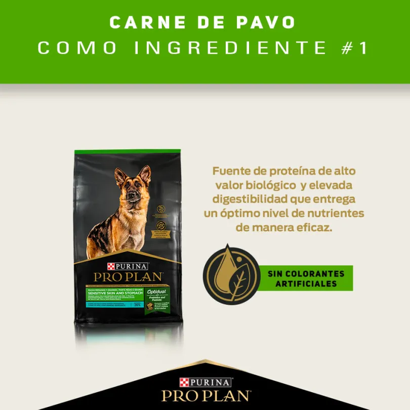 PRO PLAN® Para Perros Sensitive Skin and Stomach Pavo Razas Medianas y Grandes 3kg