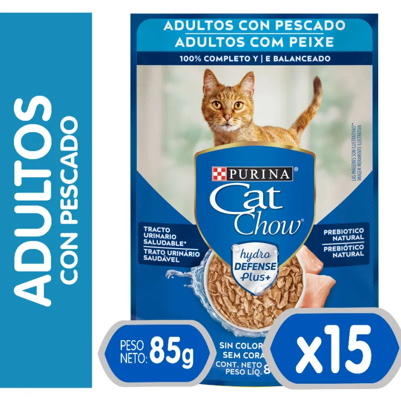 Purina Cat Chow Hydro Adultos Pescado 85gr PACK 15 Unidades