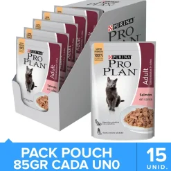 Purina Pro Plan Pouch Adult Cat Salmon en Salsa 85gr Pack 15 unidades