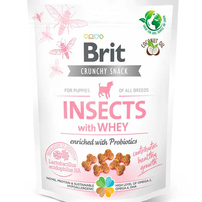 Snack Brit Care Dog Crunchy Insects With Whey for Puppys 200gr