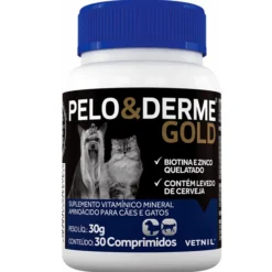 Suplemento Pelo & Derme Gold Para Perros y Gatos 30 comprimidos